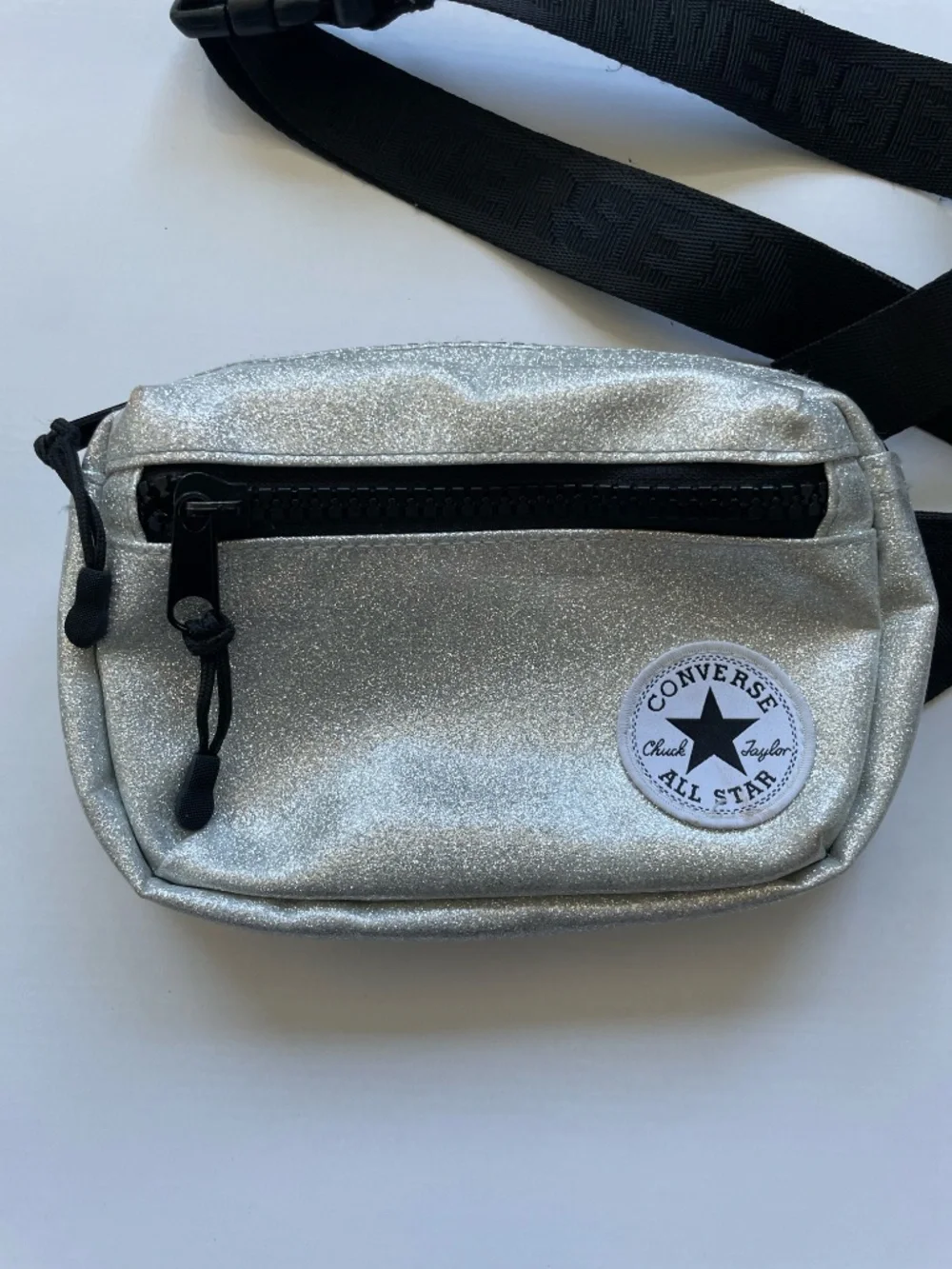 Girls Converse All Star Silver Glitter Fanny Pack | Metallic Waist Bag
